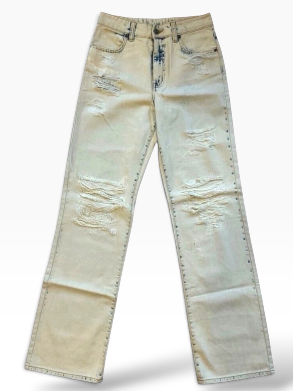 Carmar jeans Lindsay Baggy straight destroyed Ripped High Rise tie dye white 26